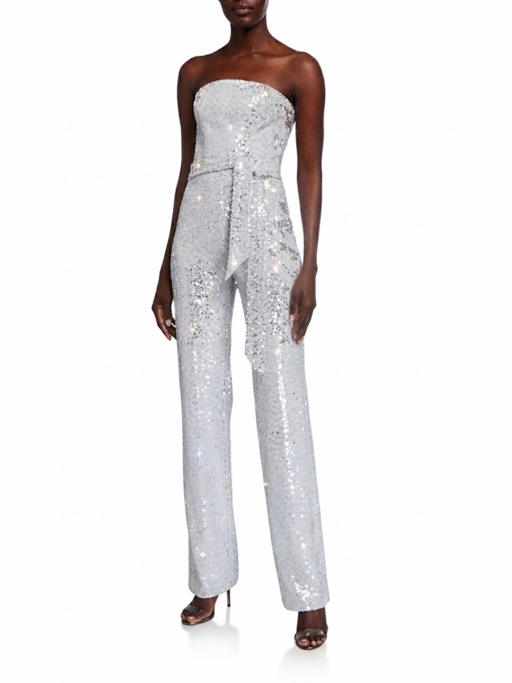 Dress the Population Trinity White Sequined Jumpsuit XS- Like New